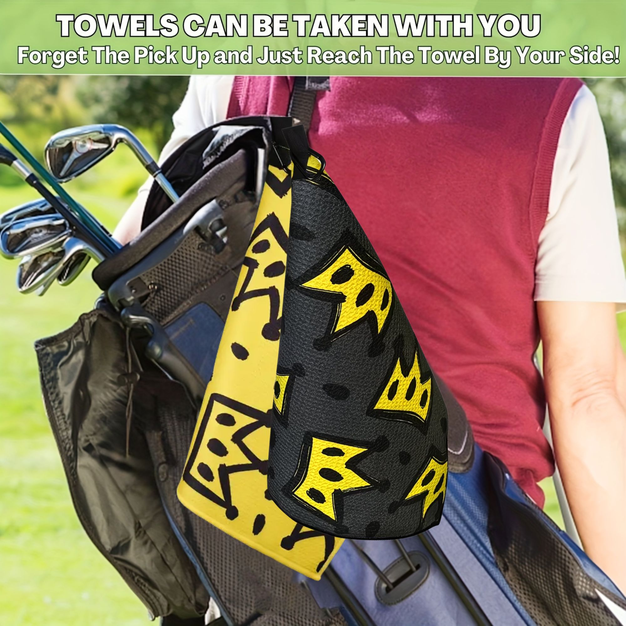 2pcs King Crown Large Golf Tow - Golf Towel Waffle 评论和价格